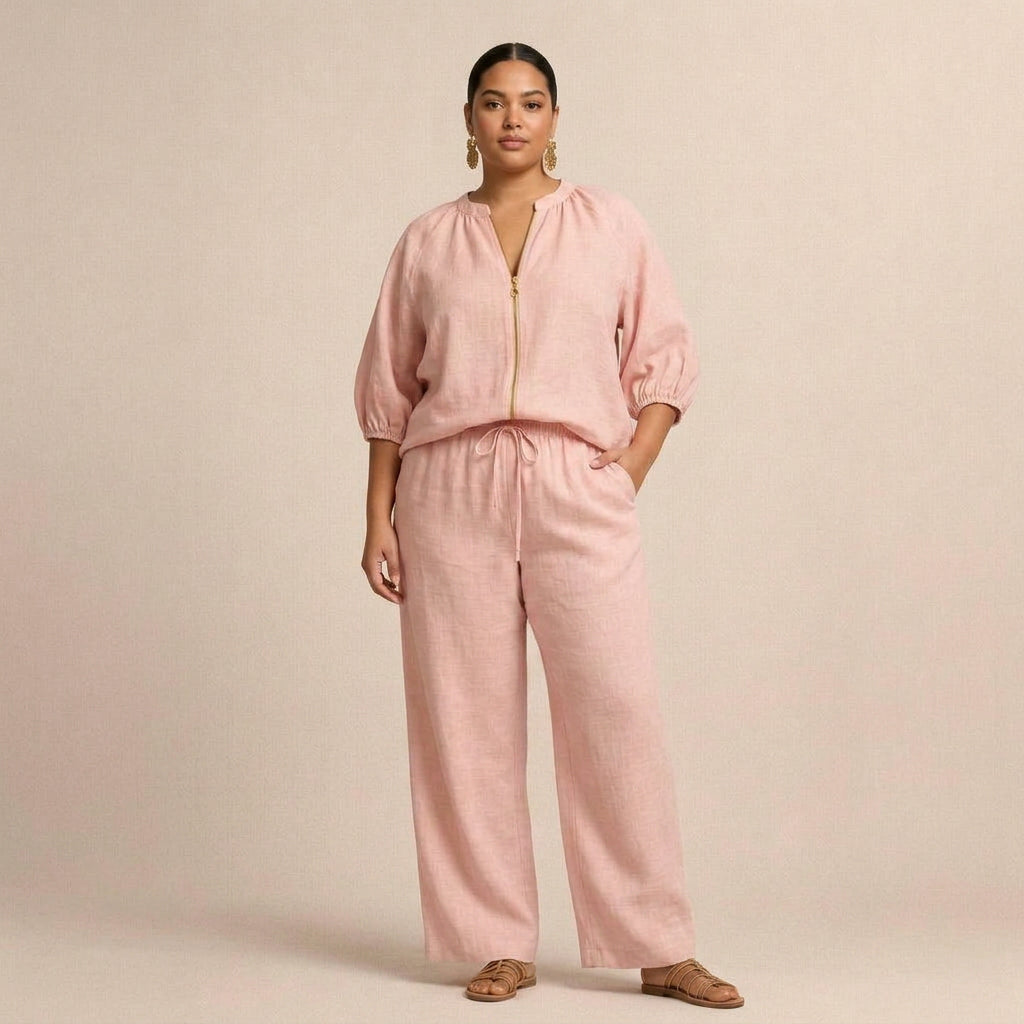 Adeline | Casual Set with Zipper - Plus size model
