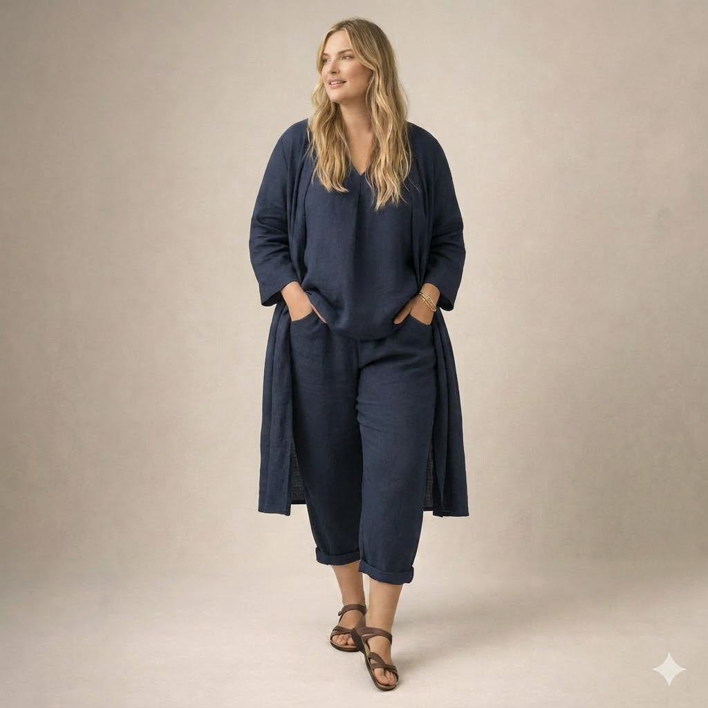 Marianne | Loose Linen Set - Plus size model