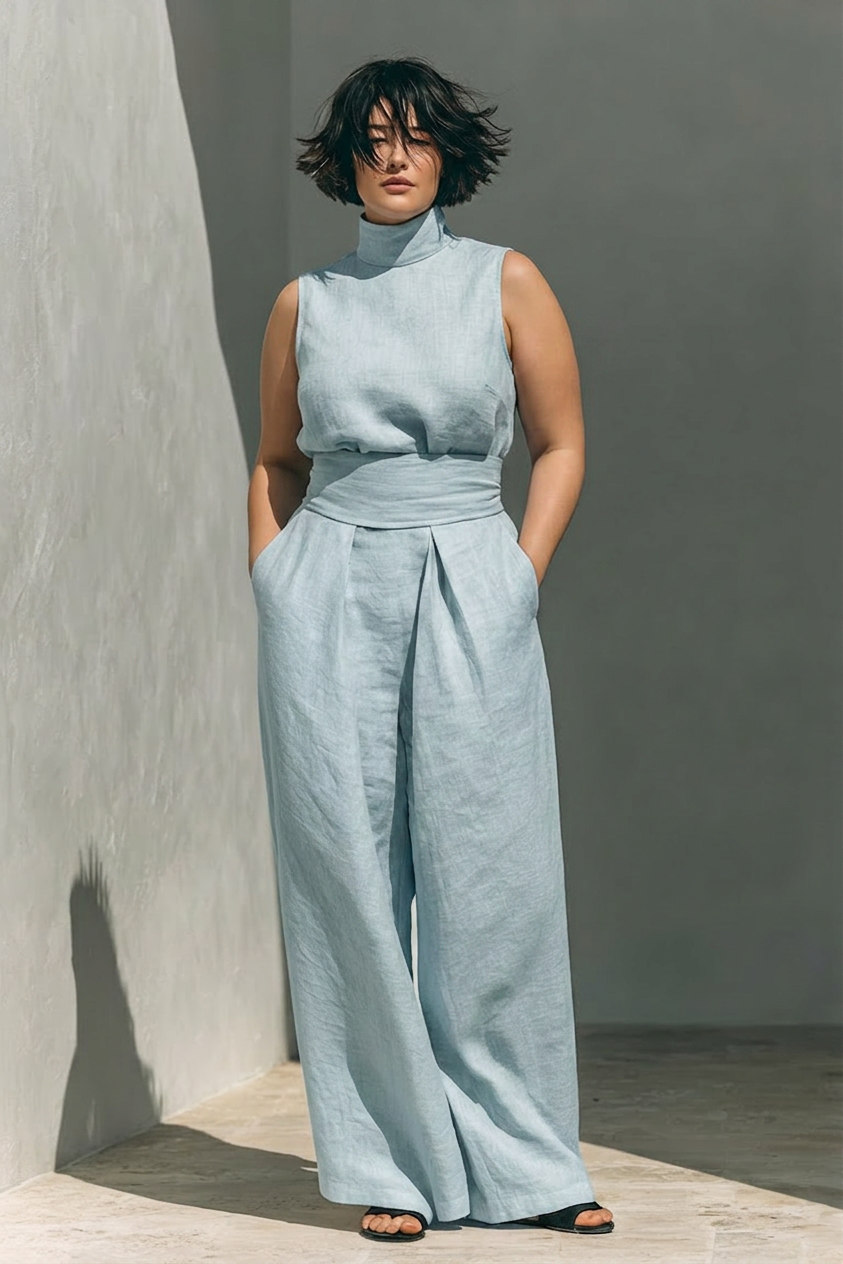 Gaile - Co-ord Set Minimalist Linen - Plus size model