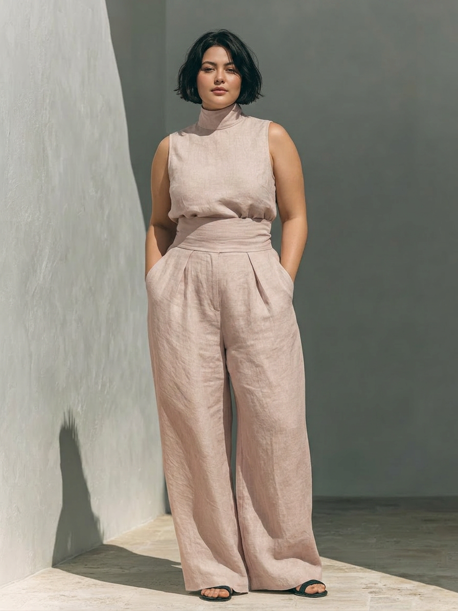 Gaile - Co-ord Set Minimalist Linen - Plus size model