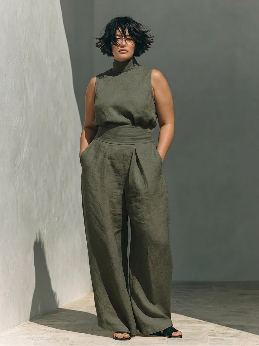 Gaile - Co-ord Set Minimalist Linen - Plus size model