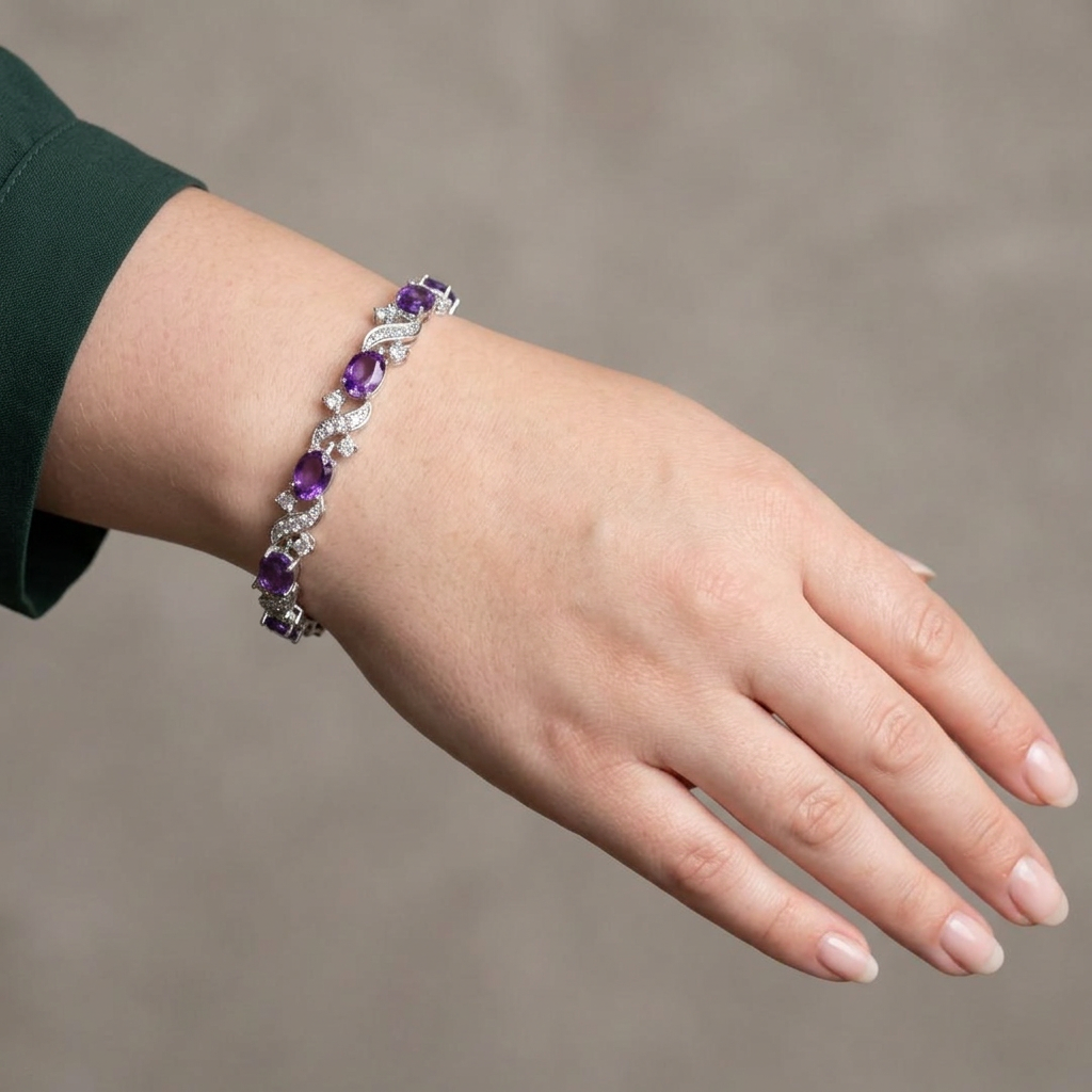 Giada Valethyst Bracelet | White Gold - Plus size model