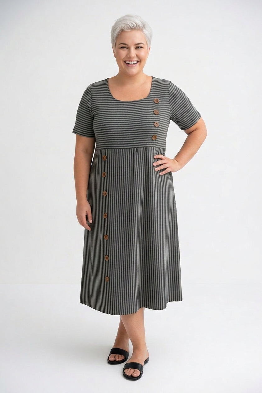 Linéora™ — Flowing Striped Dress with Summer Charm - Plus size model