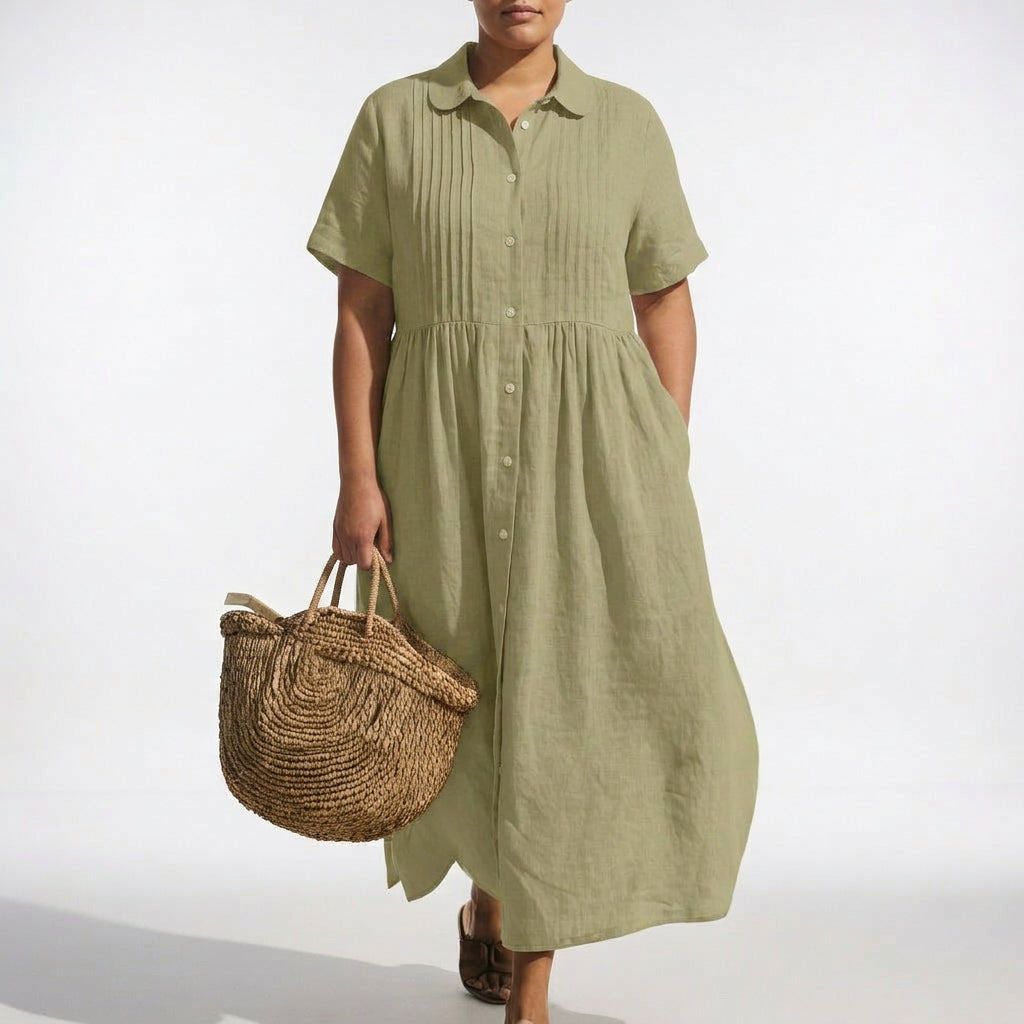 Lysandra™ - Flowing Summer Shirt Dress - Plus size model