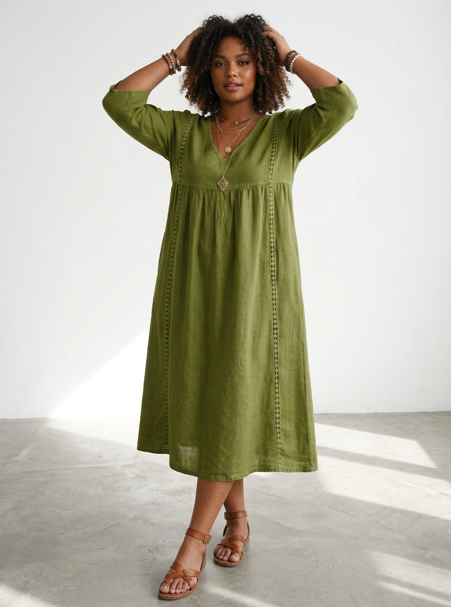 Lioréa™ — Elegant Casual Flowing Midi Dress - Plus size model