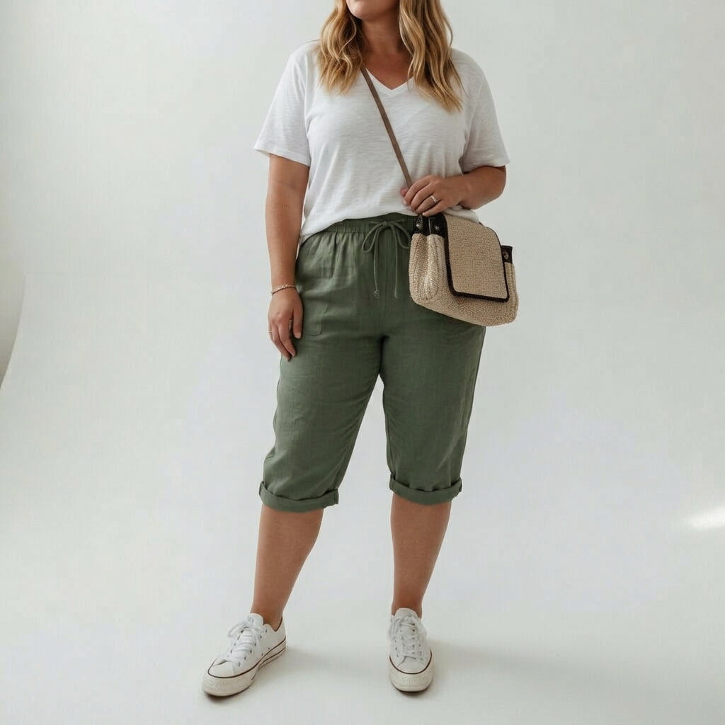 Fernande™ — Casual Summer Style Bermuda 100% Cotton - Plus size model
