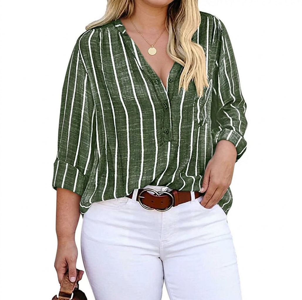 Candace™ | Striped Casual Blouse - Plus size model
