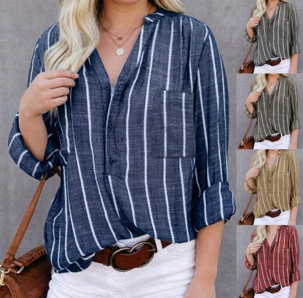 Candace™ | Striped Casual Blouse - Plus size model