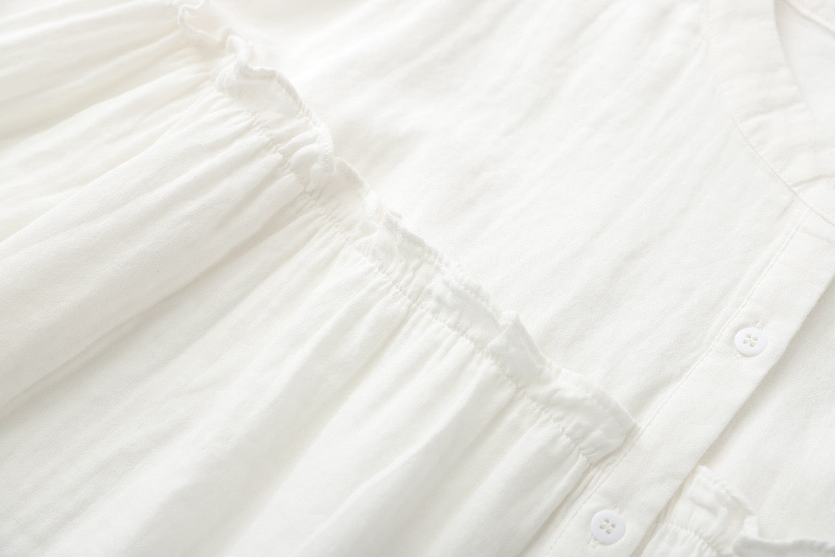 Parker - Pure Cotton Ruffle Shirt Top