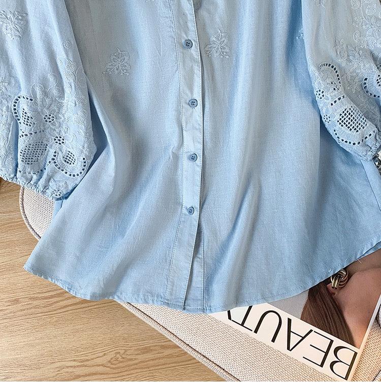 Avery - Pure Cotton Schiffly Embroidered Shirt