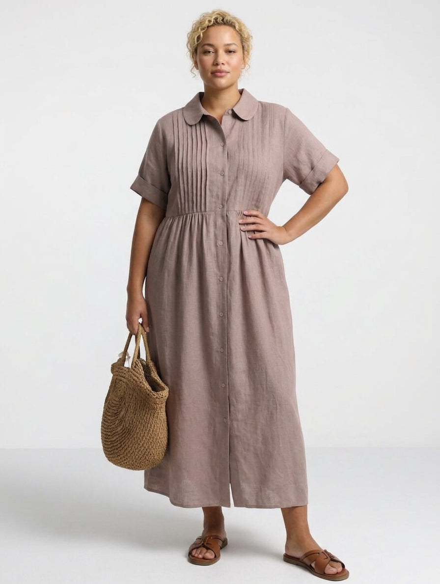 Lysandra™ - Flowing Summer Shirt Dress - Plus size model