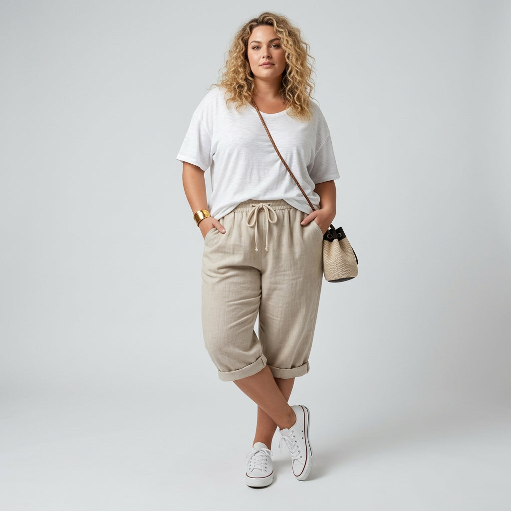 Fernande™ — Casual Summer Style Bermuda 100% Cotton - Plus size model