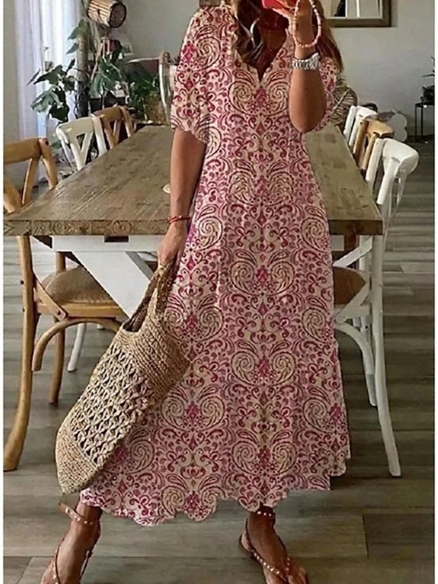 Élodie™ — Elegant Velvet Floral Maxi Dress - Plus size model