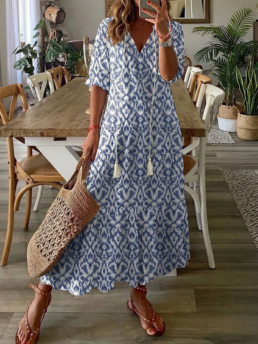 Élodie™ — Elegant Velvet Floral Maxi Dress - Plus size model