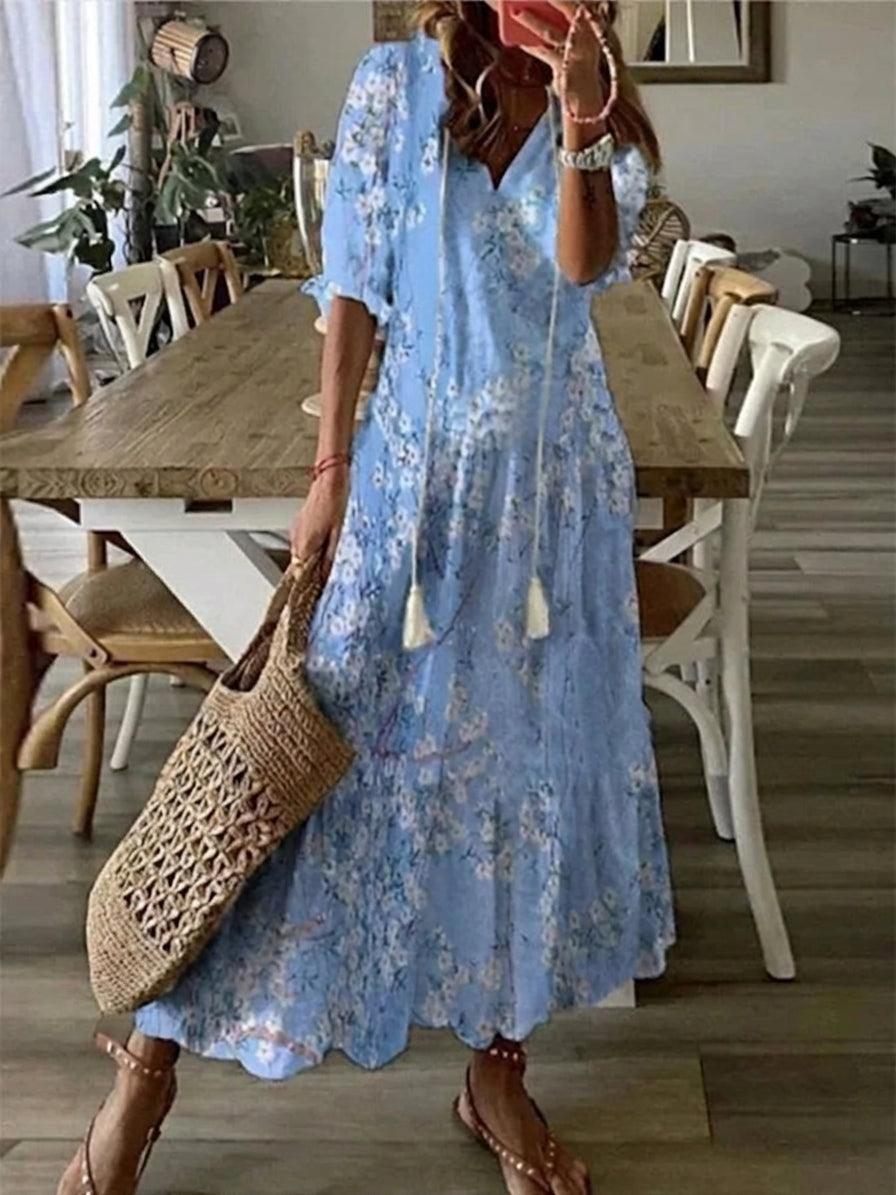 Élodie™ — Elegant Velvet Floral Maxi Dress - Plus size model