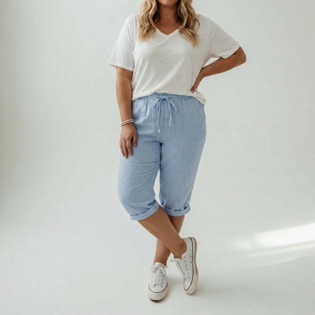 Fernande™ — Casual Summer Style Bermuda 100% Cotton - Plus size model