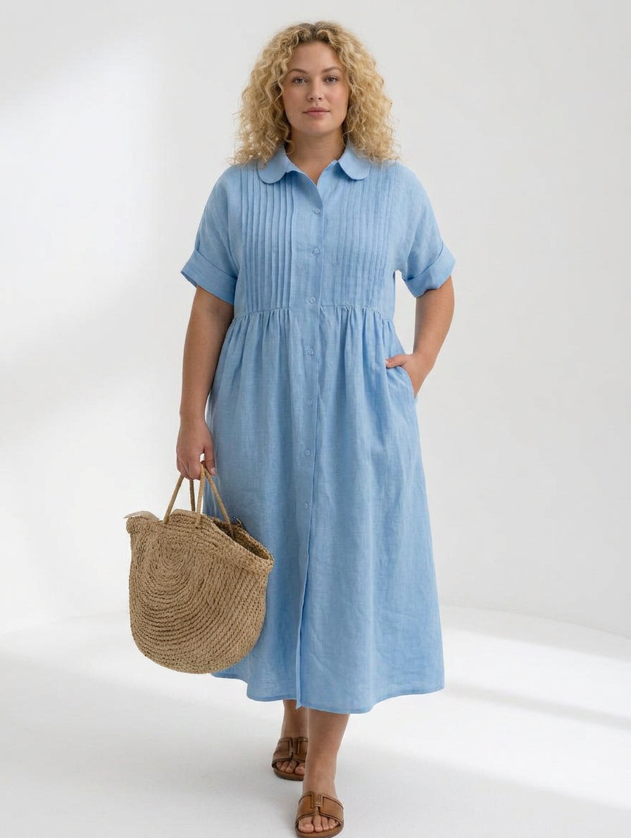 Lysandra™ - Flowing Summer Shirt Dress - Plus size model