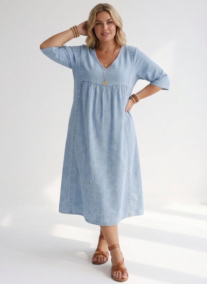 Lioréa™ — Elegant Casual Flowing Midi Dress - Plus size model