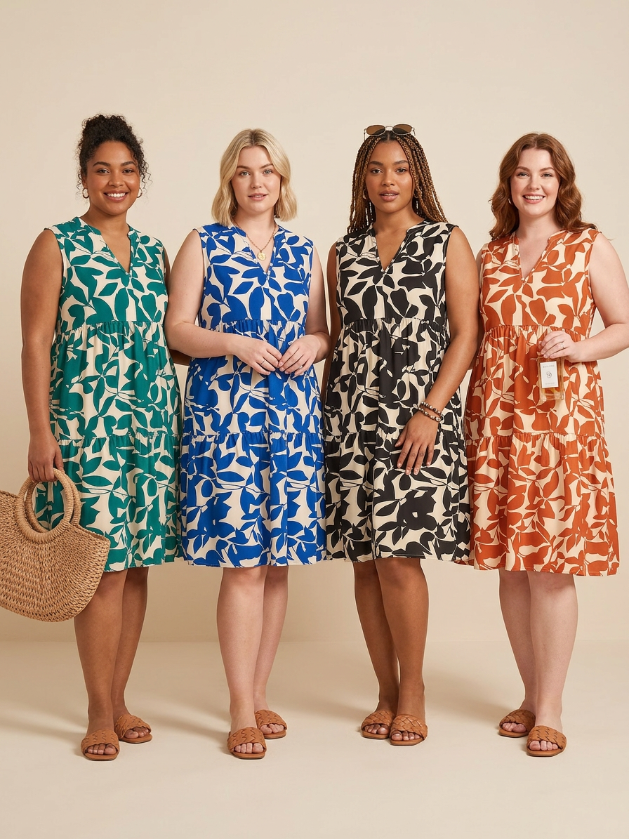 Carly | Easy Summer Vacation Floral Dress - Plus size model