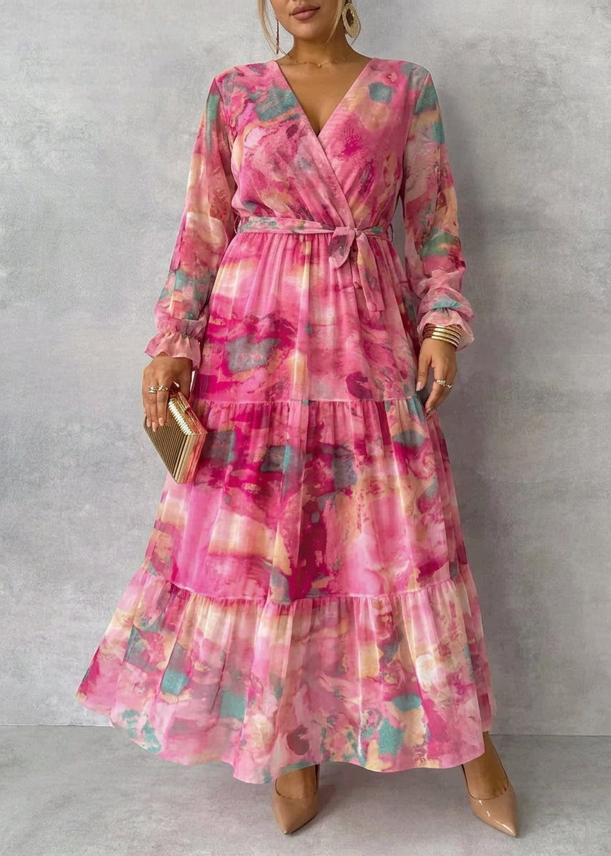 Meli | Wrap Dress with Floral Print - Plus size model