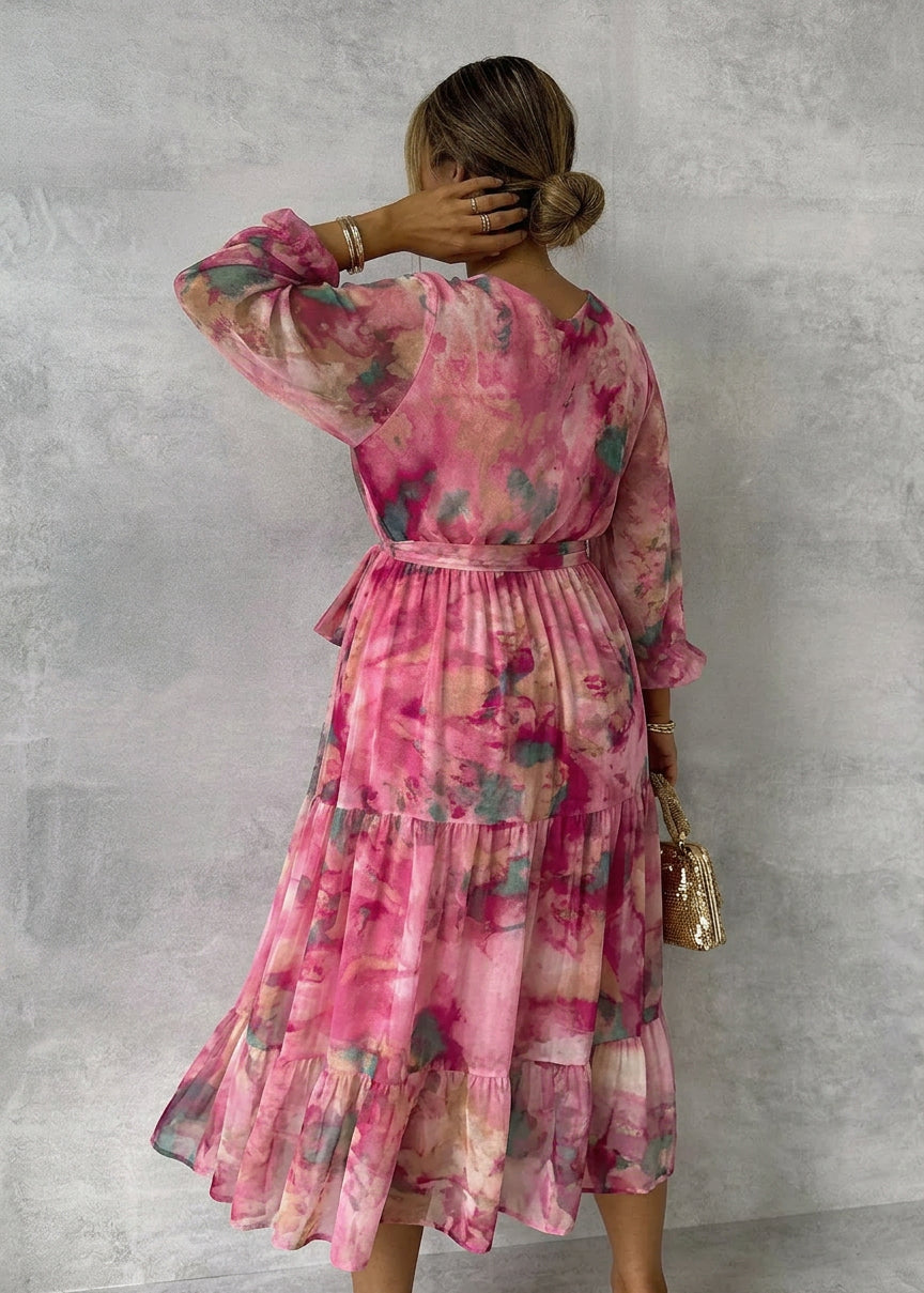 Meli | Wrap Dress with Floral Print - Plus size model