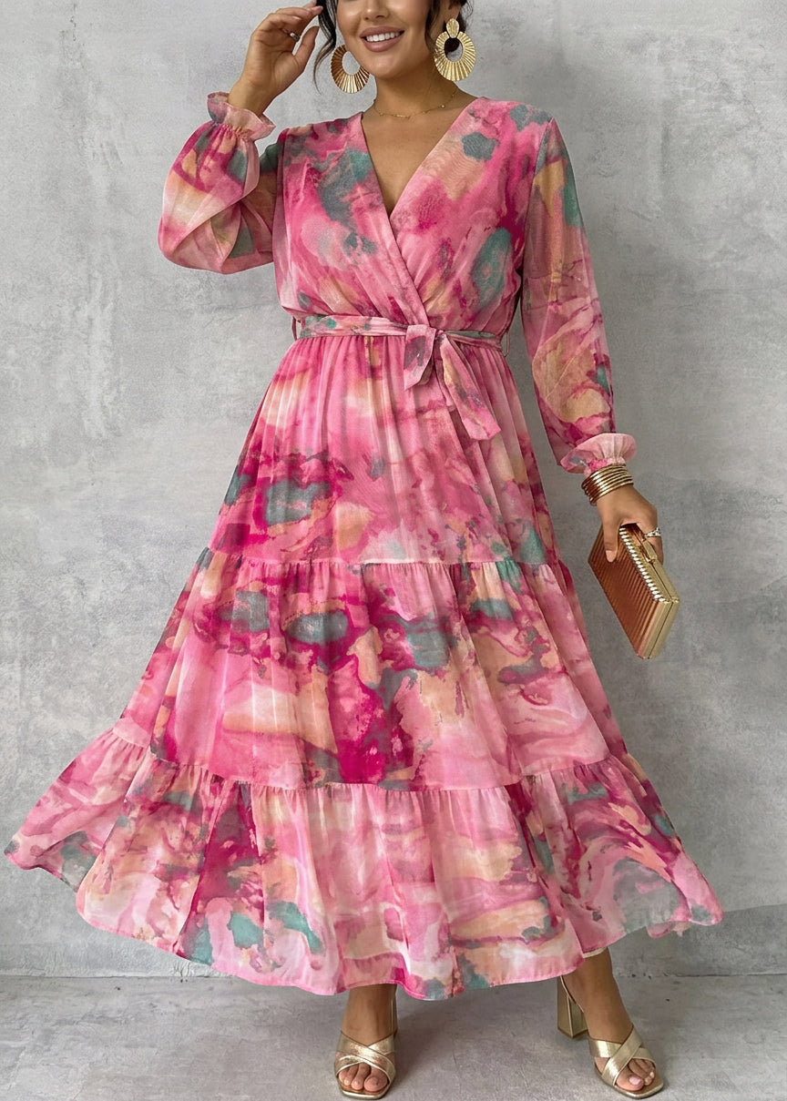 Meli | Wrap Dress with Floral Print - Plus size model