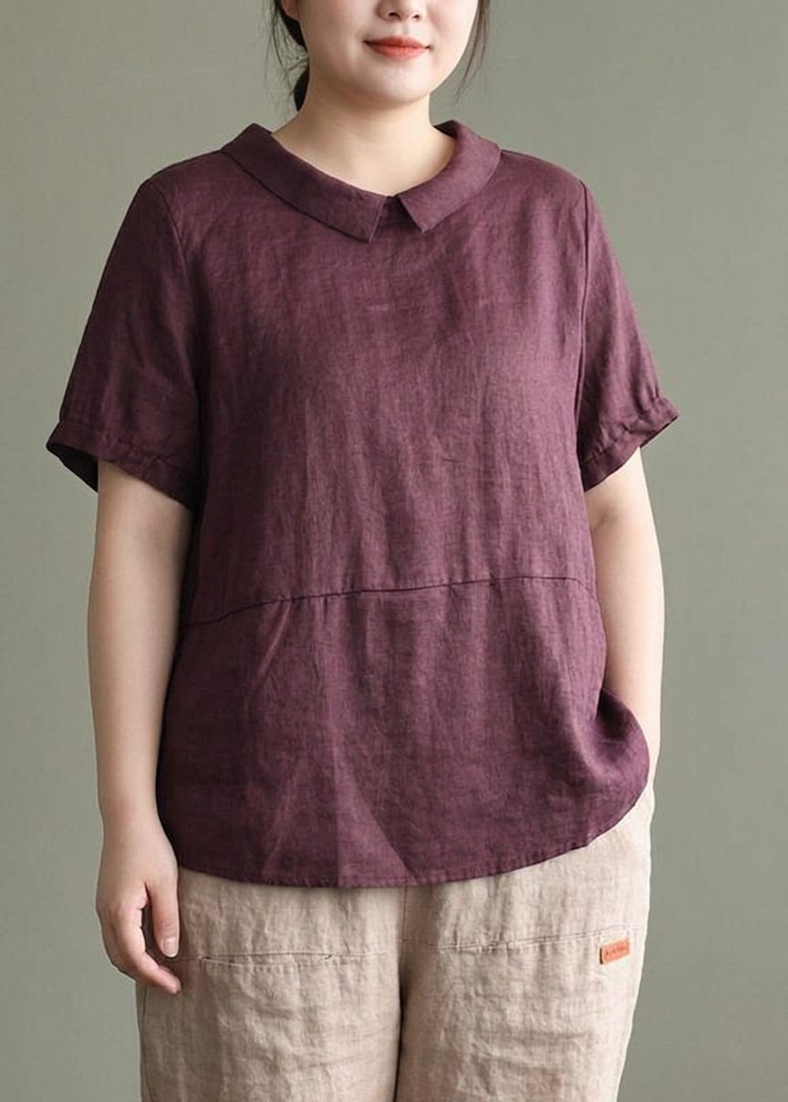 Emma - Summer Linen Shirt Blouse - Plus size model
