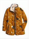 MYA | Black Quilted Jacket with Cat Pattern