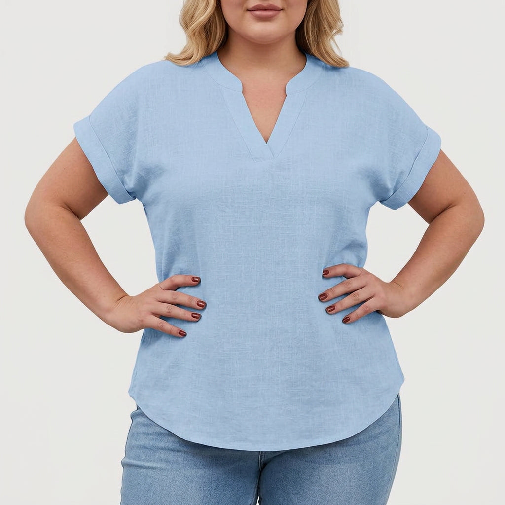 Xavinah | Comfortable V-Neck Blouse - Plus size model