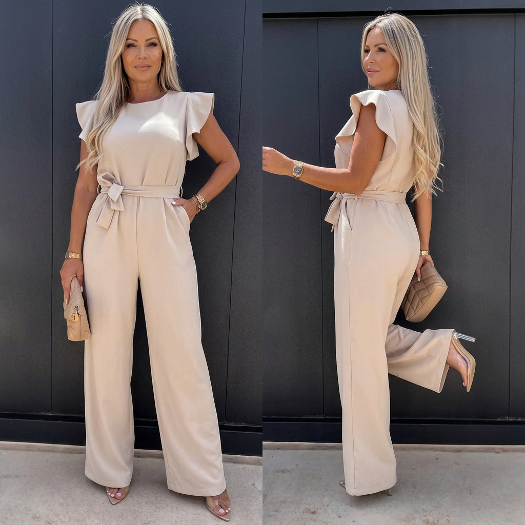 Fiona - High-Waist Tie Jumpsuit - Plus size model
