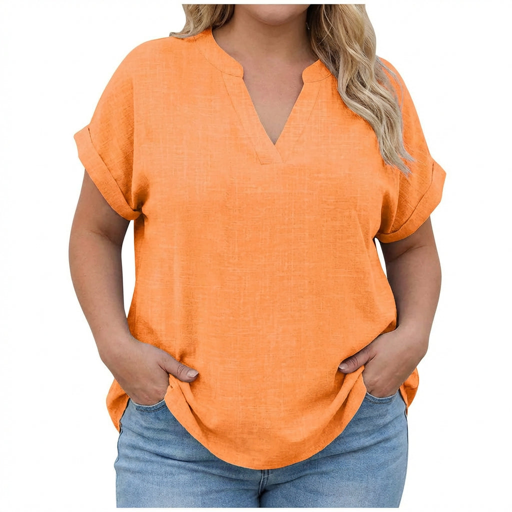 Lexi | Relaxed V-Neck Blouse - Plus size model
