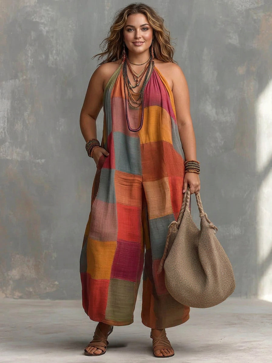 Bohemian Patchwork Jumpsuit™ – Freshness and freedom with an artistic and unique style. - Plus size model