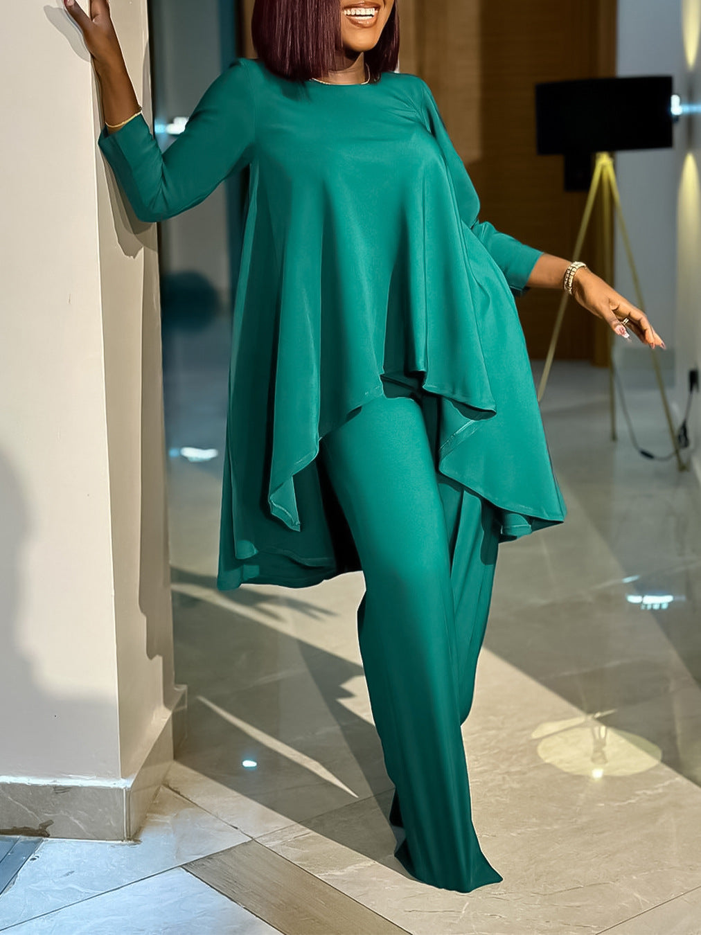 Michelle - Elegant Two-Piece Top & Wide-Leg Pants Set