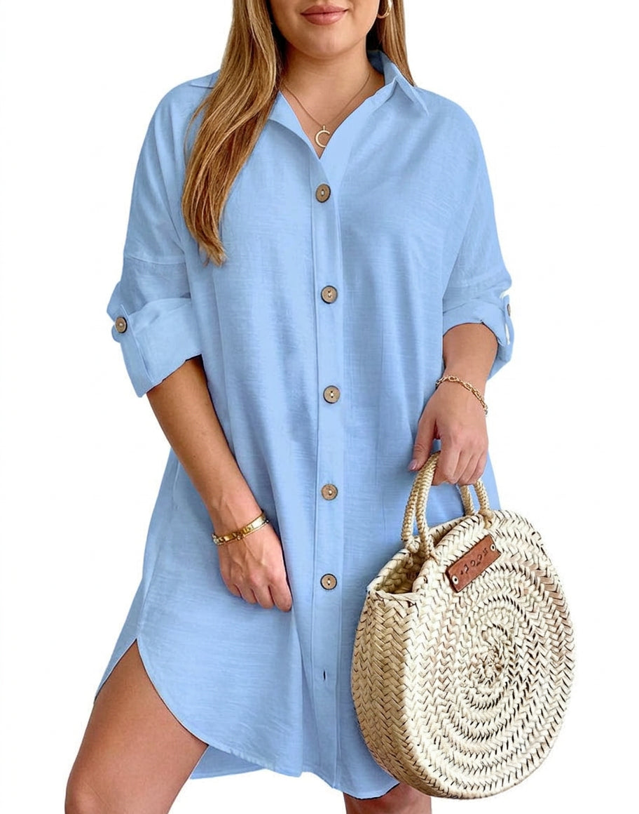 Catriona - Button-Up Shirt Dress - Plus size model