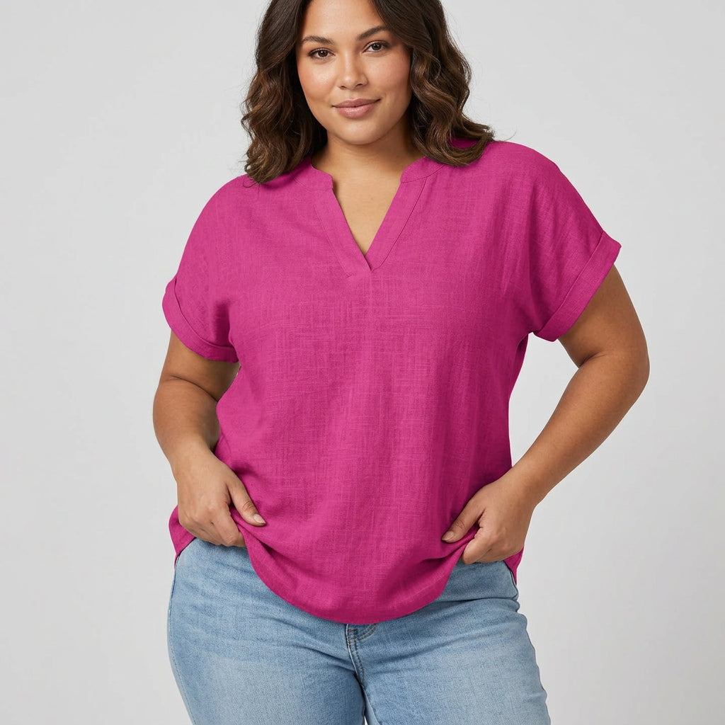 Xavinah | Comfortable V-Neck Blouse - Plus size model