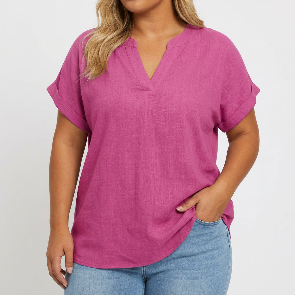 Lexi | Relaxed V-Neck Blouse - Plus size model
