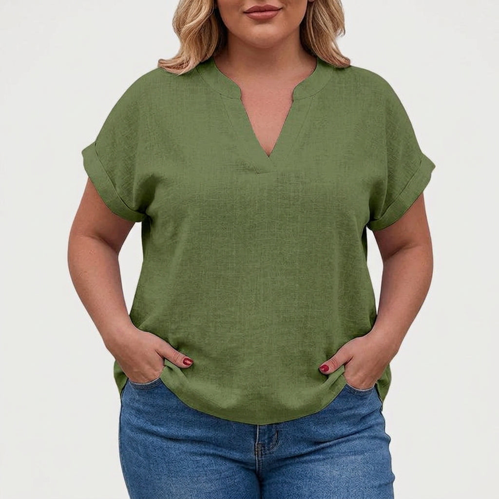 Xavinah | Comfortable V-Neck Blouse - Plus size model