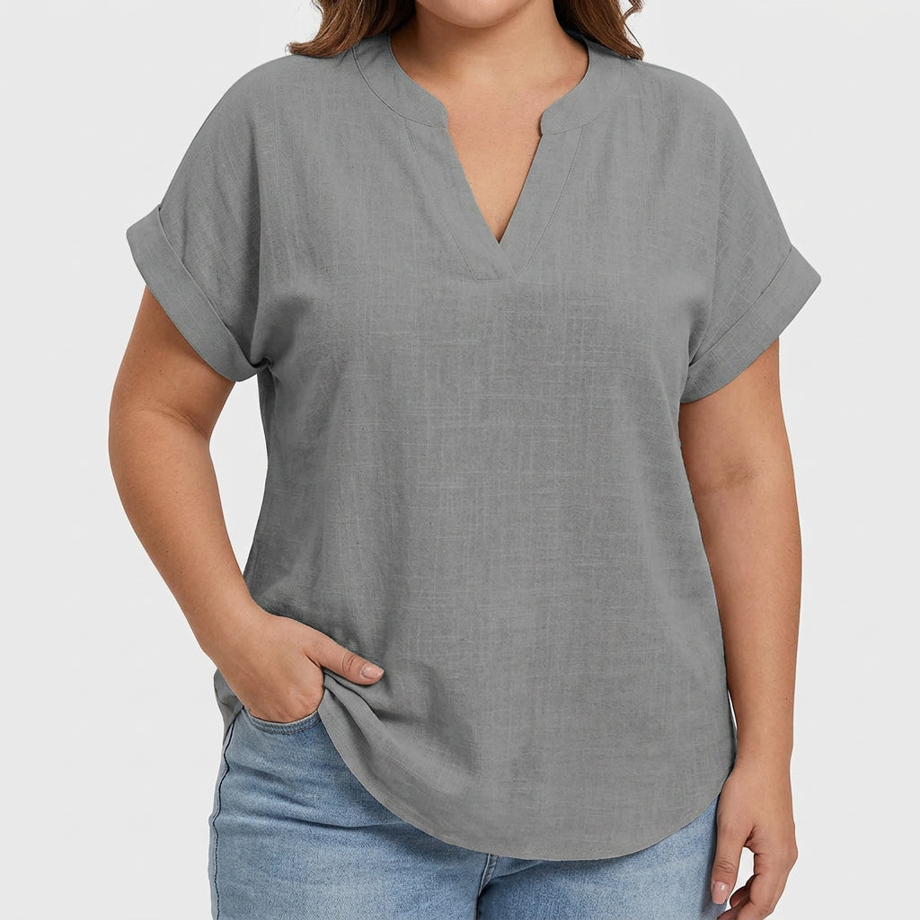 Xavinah | Comfortable V-Neck Blouse - Plus size model