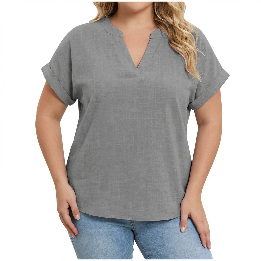 Lexi | Relaxed V-Neck Blouse - Plus size model