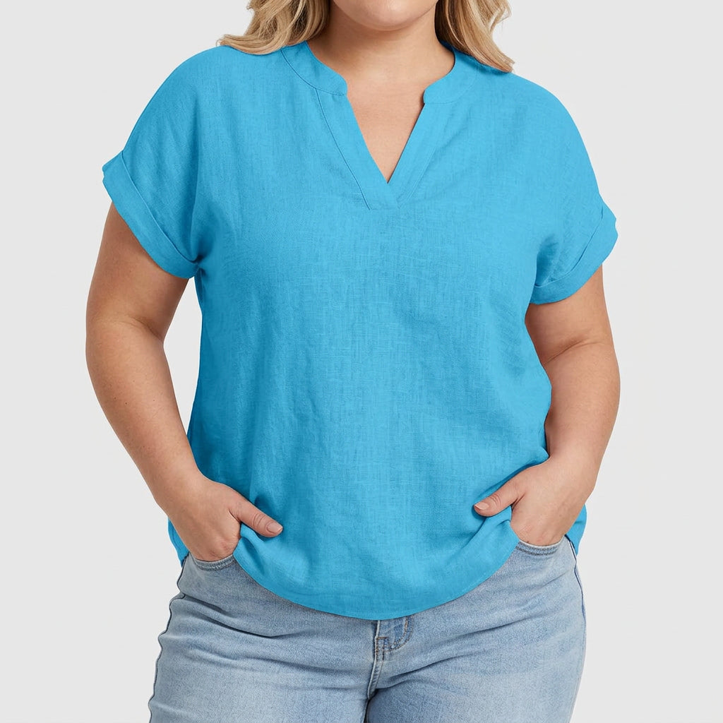 Xavinah | Comfortable V-Neck Blouse - Plus size model