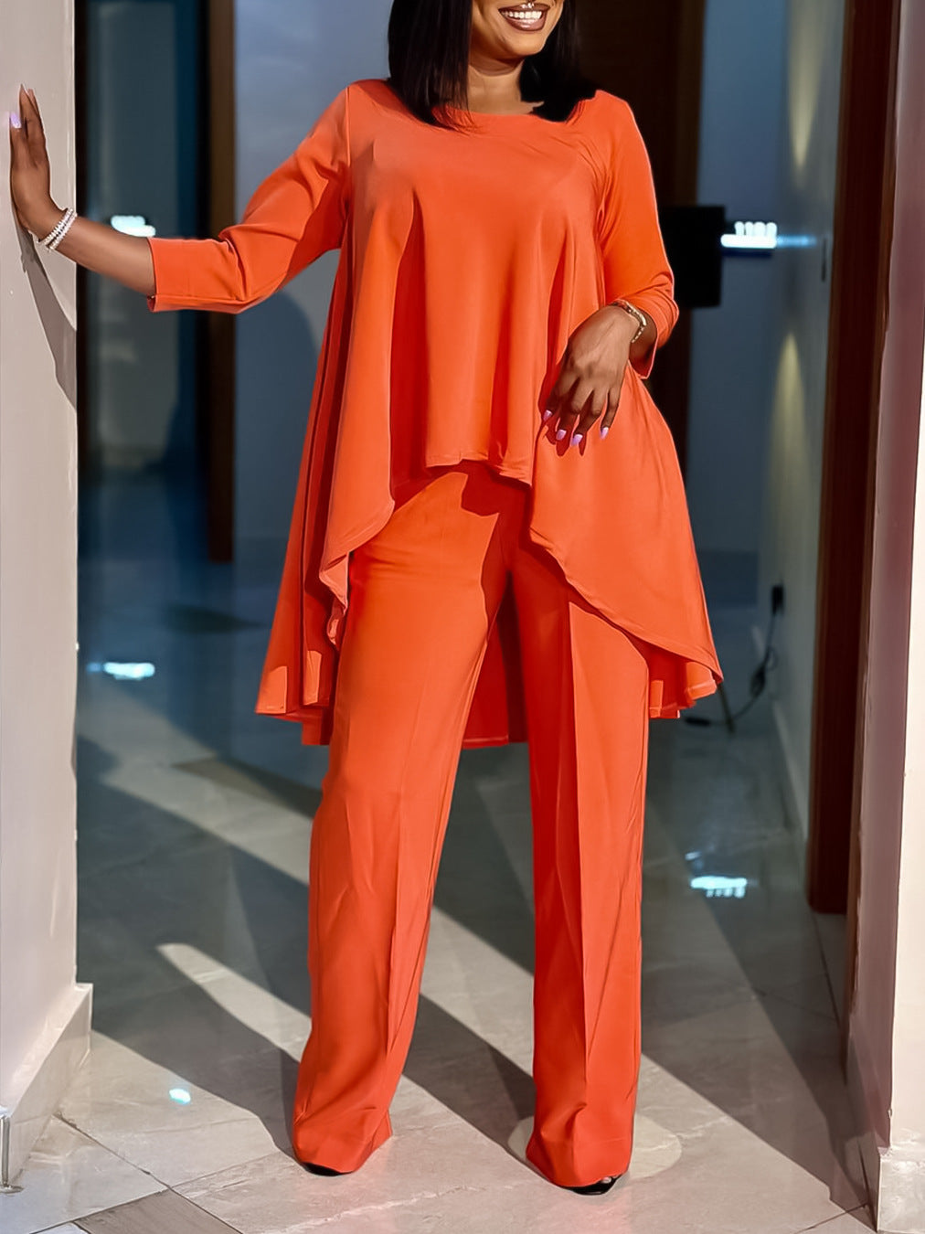 Michelle - Elegant Two-Piece Top & Wide-Leg Pants Set