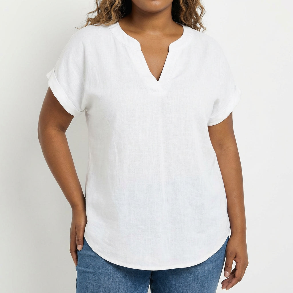 Lexi | Relaxed V-Neck Blouse - Plus size model