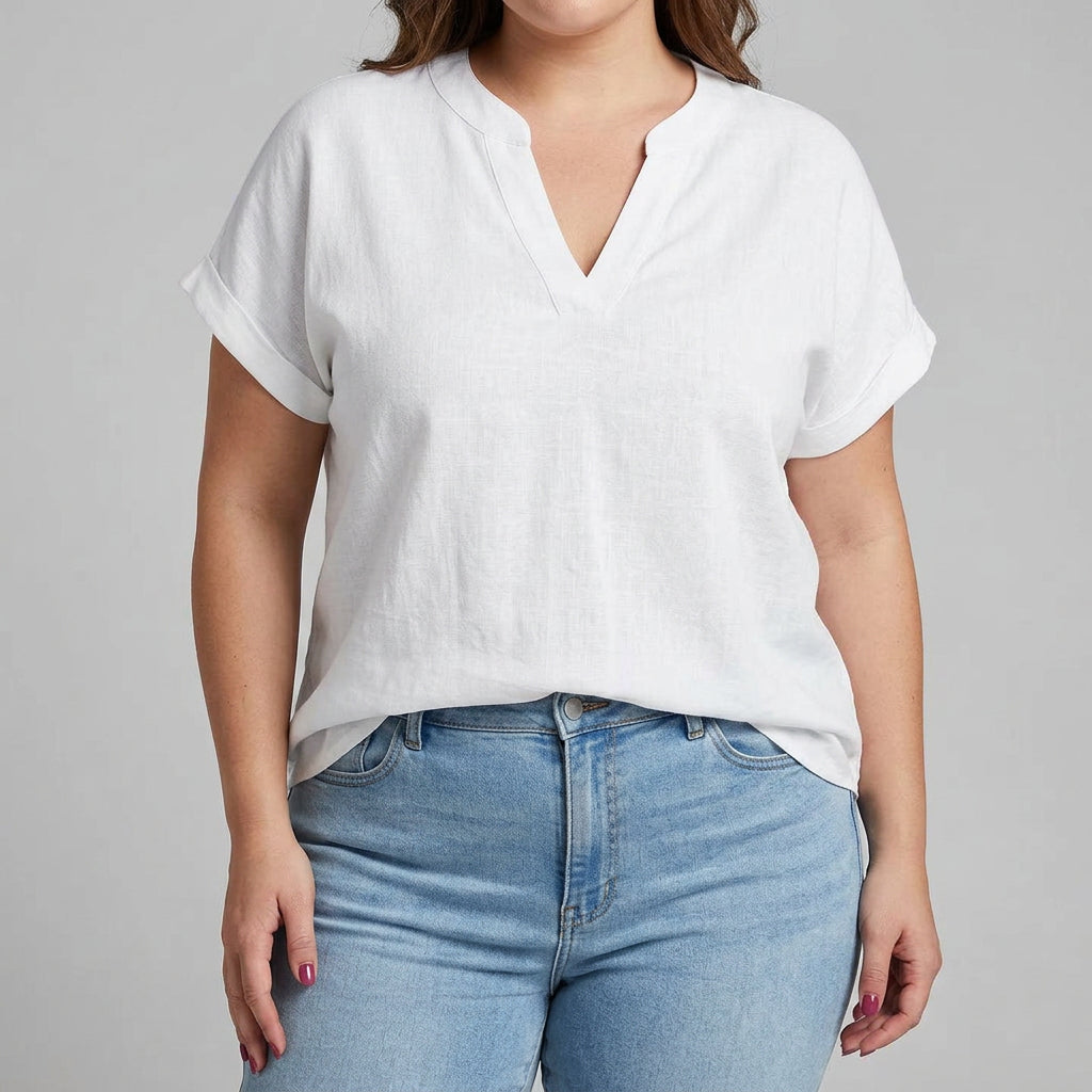 Xavinah | Comfortable V-Neck Blouse - Plus size model