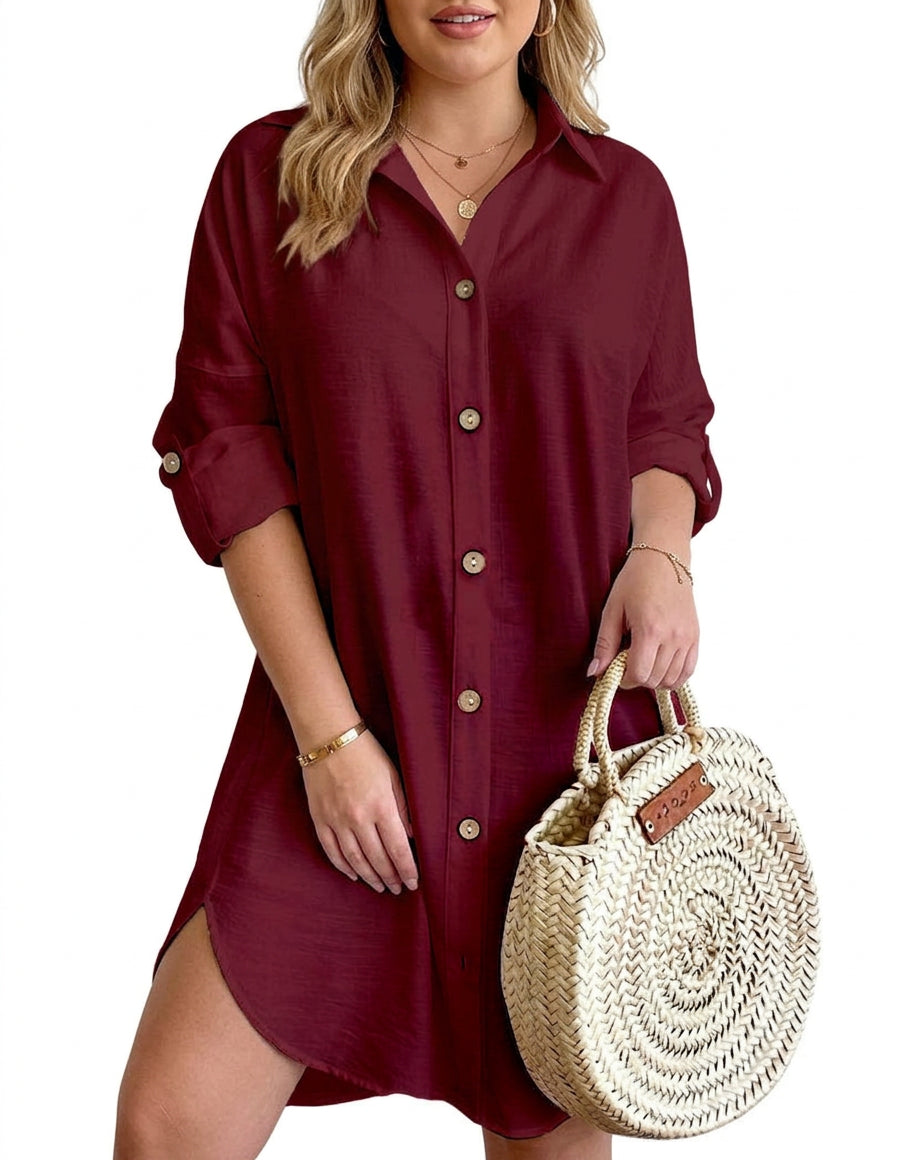 Catriona - Button-Up Shirt Dress - Plus size model