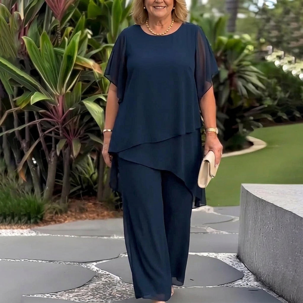 Briar - Elegant Chiffon Top & Pants Set - Plus size model