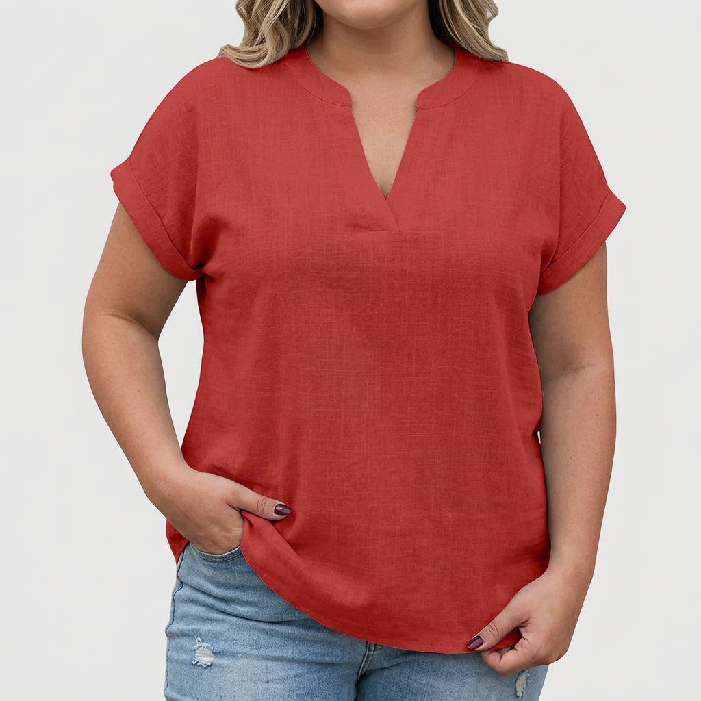 Xavinah | Comfortable V-Neck Blouse - Plus size model