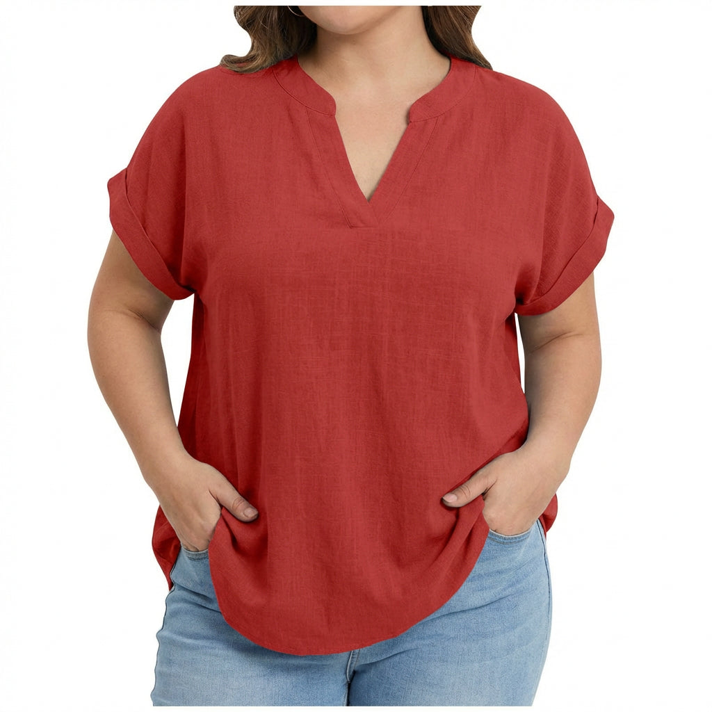 Lexi | Relaxed V-Neck Blouse - Plus size model