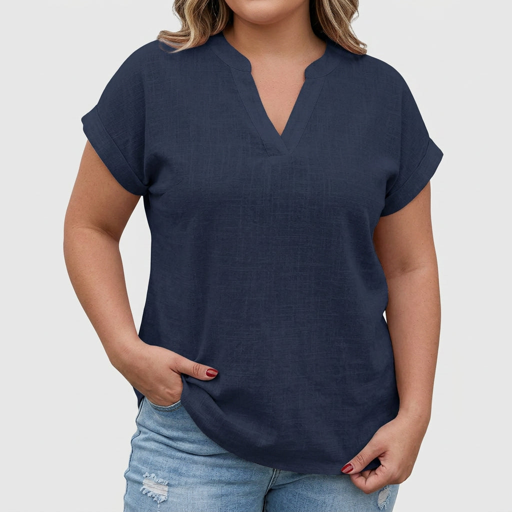 Xavinah | Comfortable V-Neck Blouse - Plus size model