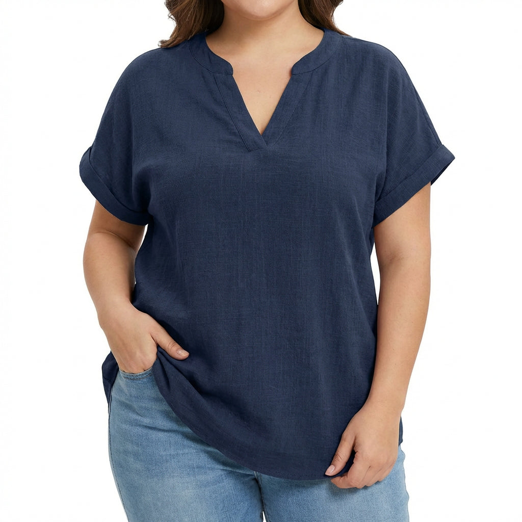 Lexi | Relaxed V-Neck Blouse - Plus size model