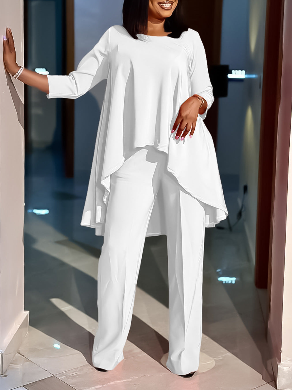 Michelle - Elegant Two-Piece Top & Wide-Leg Pants Set